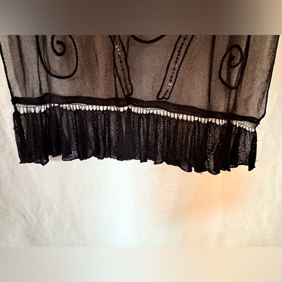 Beaded and Embroidered Black Lace Scarf/Shawl - Picture 12 of 16